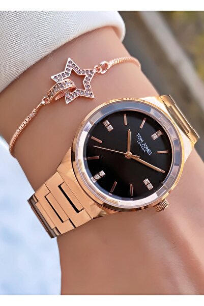 Tom Jones Gold Colored Waterproof Women's Wristwatch and Bracelet Gift