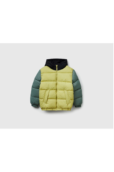 Benetton Πολύχρωμο παλτό για αγόρι 6-14 ετών κίτρινο
