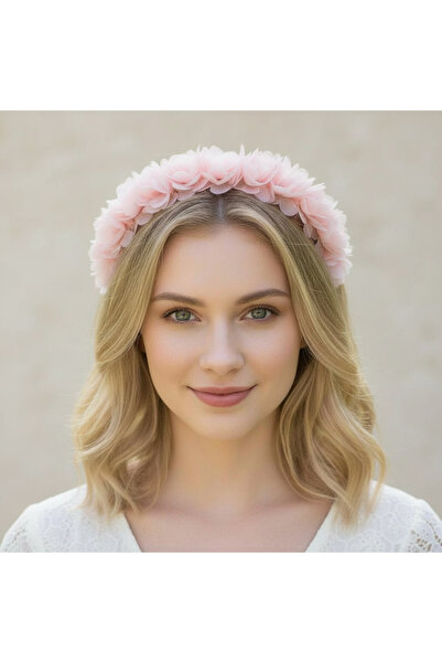 BTRENDY Çiçekli pembe lohusa,anne,çocuk,bride to be,nedime taç