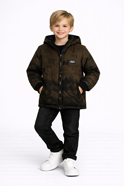 NANİCA Khaki Boy's Double-Sided Hooded Coat 1-5 Years Old