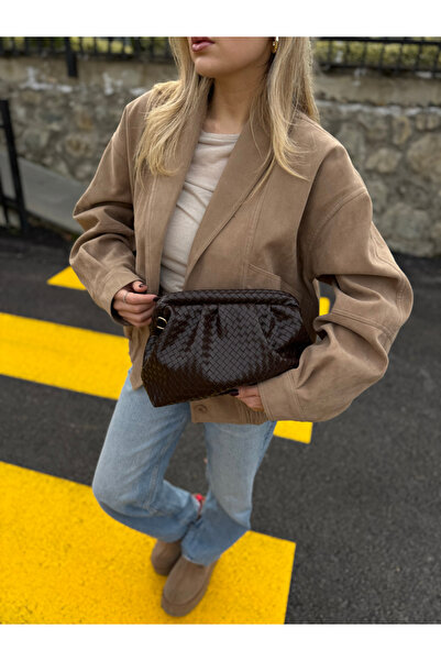 Cersei Geantă de mână și de umăr maro cu detalii tricotate