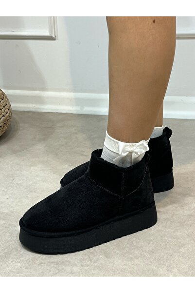 BerilinButiği Black Suede Snow Boots (Moon XL) Women's Boots