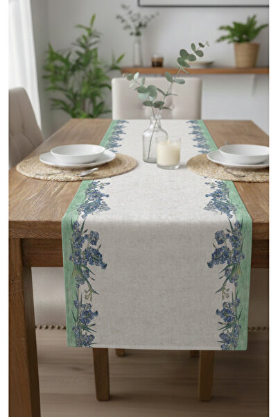 Markaev Runner de masă din bumbac Aqua Flora 0064– 50x150 cm