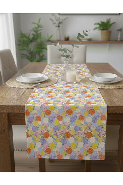 Markaev Runner de masă din bumbac Rainbow Garden 0093– 50x150 cm