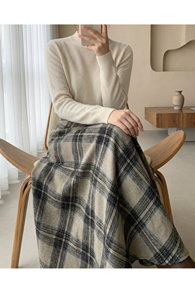 Modamorfo تنورة كاجوال منقوشة بسحاب جانبي - مينك