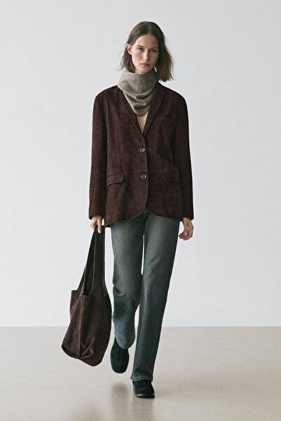 Massimo Dutti Süet deri blazer