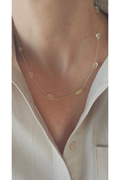 MITH SB TAKI قلادة من حجر الساترين (حجر المال) الطبيعي بقطع تيمبيل مع لاصق