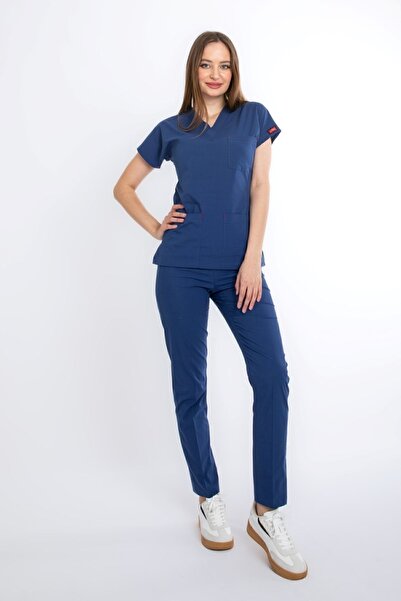 Uçak Medikal Fırtına Mavi U-flex Likralı Cerrahi Takım