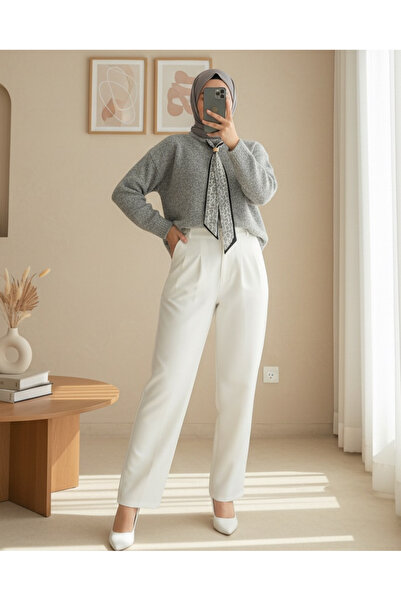 Modamorfo Pulover tricotat moale cu eșarfă - Gri deschis