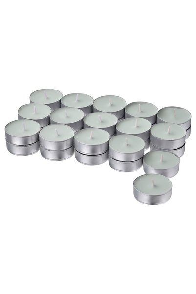 IKEA Glasbjörk Kokulu Tealight Mum, Soluk Gri-yeşil, 3.5 Saat, Sedir Ağacı Ve...