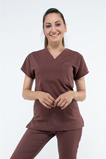 Uçak Medikal Kakao U-flex Likralı Tek Üst