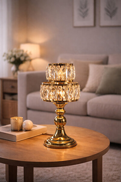Uçar Modern Taşlı Gold Masa Lambası