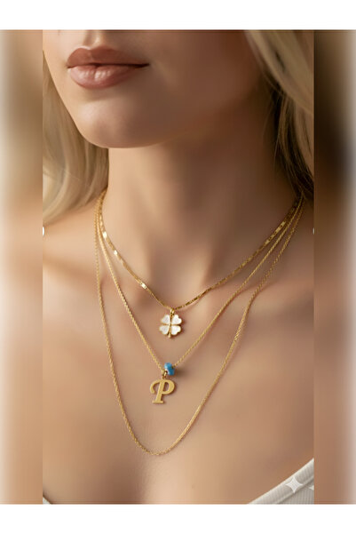 Jewerly Women's Gold Harmony Combination Triple P Letter Necklace