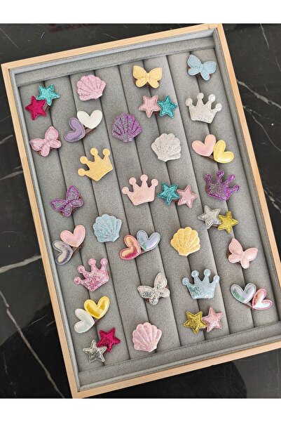 MutluBiDünya 3 Adet Karışık Figürlü Simli Yenidoğan Tokası Az Saçlı Bebek Tok...