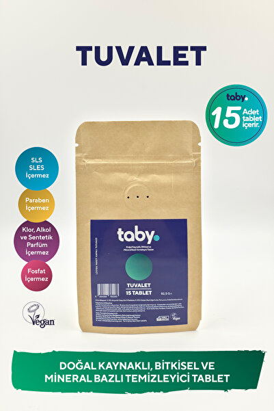 TABY Doğal Kaynaklı Bitkisel Mineral Bazlı Tuvalet Temizleyici Tablet-15 Tabl...
