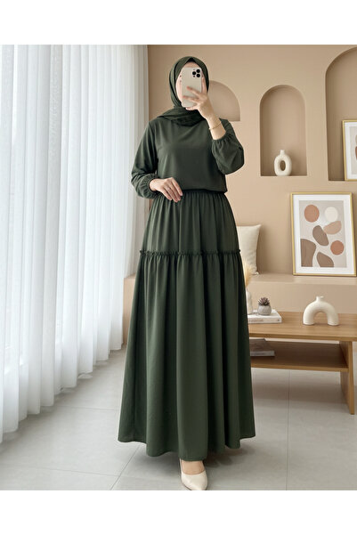 HİJABAYA Fusta parașută cu model Kraş cu talie elastică