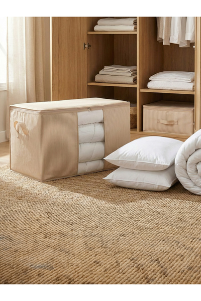 NACAREV Mega Boy Pencereli Krem Çizgi Desen Baskılı Yastık Yorgan Hurcu 90x50x50 Cm