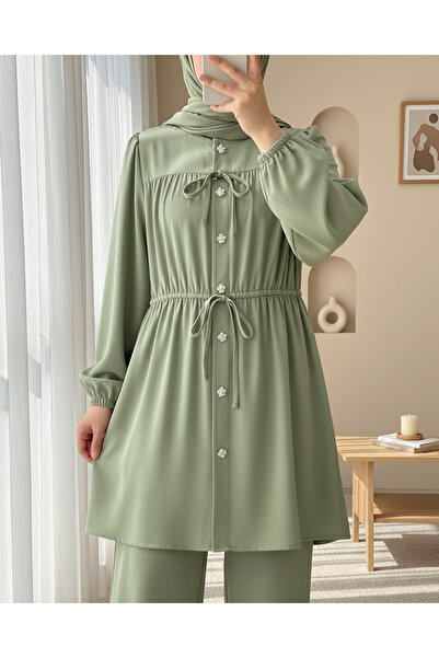 HİJABAYA Πουκάμισο με πέτρινα κουμπιά, ελαστική λαβή και λεπτομέρεια με κορδόνια