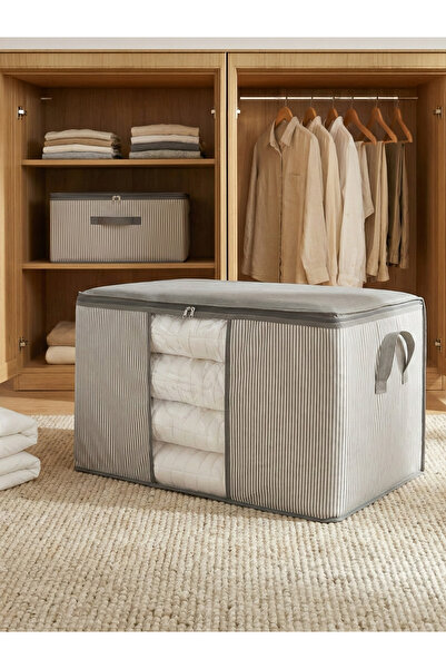 NACAREV Büyük Boy Pencereli Antrasit Çizgi Desenli Yastık Yorgan Düzenleyici ...