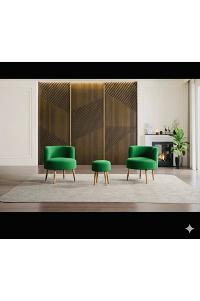 Ars Çay Seti Ikili Koltuk Berjer Ve Puf Takımı 3 Lü Takım