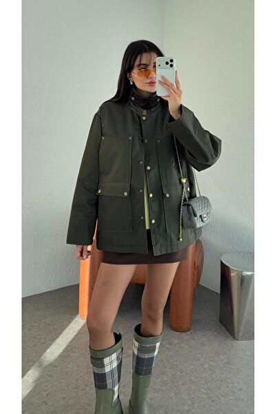 WOMKA معطف نسائي مبطن بياقة مخملية