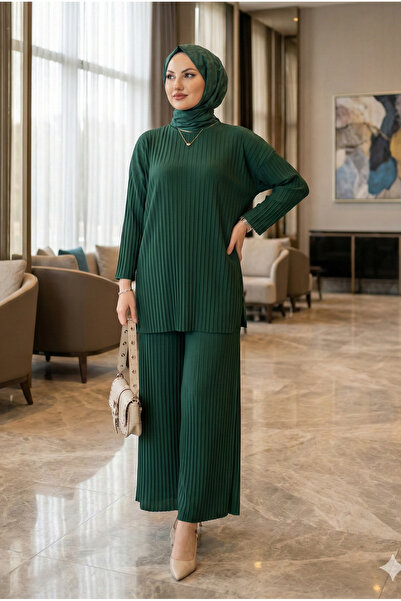 modamira Kadın Sandy Zümrüt Yeşil Komple Piliseli Genç Anne Günlük Davet Tuni...