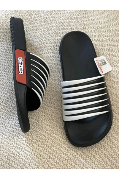 GEZER Ανδρικές ασπρόμαυρες παντόφλες παραλίας πολυτελείας μπάνιου 12470