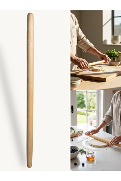 Öz ahsap El Yapımı Bade Hamur Açma İnce Merdane Ihlamur Ağacı