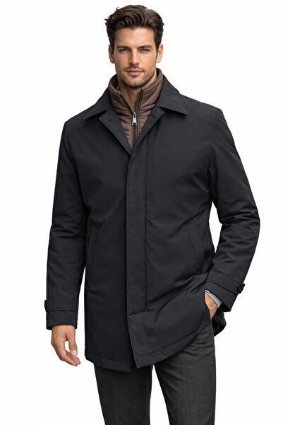 COMPİERE YAKA İÇİ ÇIKMALI SU İTİCİLİ LİKRALI PARDESÜ REGULAR FIT TRENÇKOT