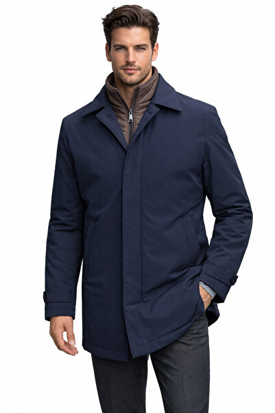 COMPİERE YAKA İÇİ ÇIKMALI SU İTİCİLİ LİKRALI PARDESÜ REGULAR FIT TRENÇKOT