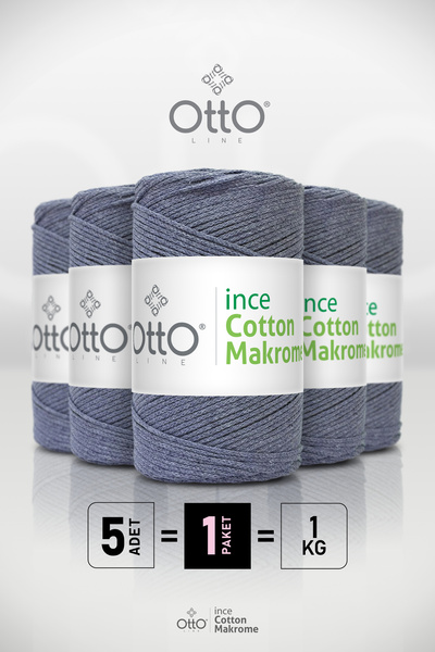 Otto Thin Cotton Macrame - Indigo Blue - 5 Pack - 2Mm/200Gr/170M - Cotton Mac...