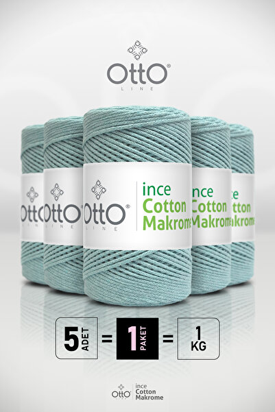 Otto Thin Cotton Macrame - Nile Green - 5 Pack - 2Mm/200Gr/170M - Cotton Macr...