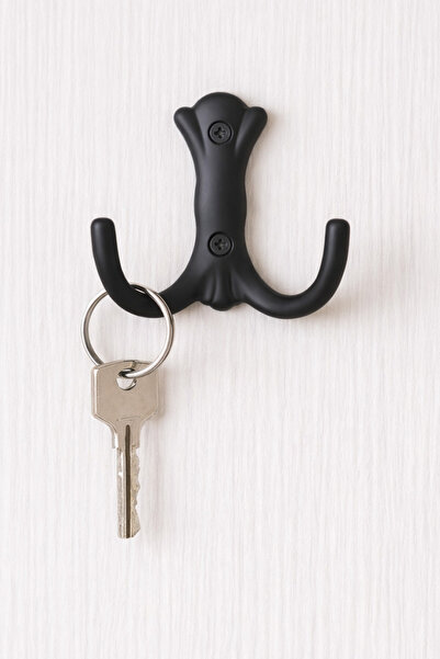 BERFİNO 744 حزام أسود غير لامع ذو ذراعين |   حامل معاطف خلف الباب – علاقة ملا...