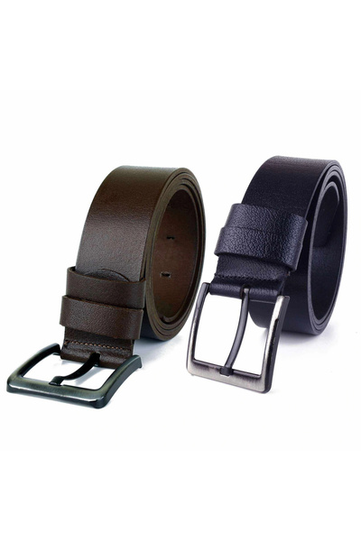 LUGMO 2 bucăți curea pentru bărbați din piele naturală 4,5 cm maro, albastru ...