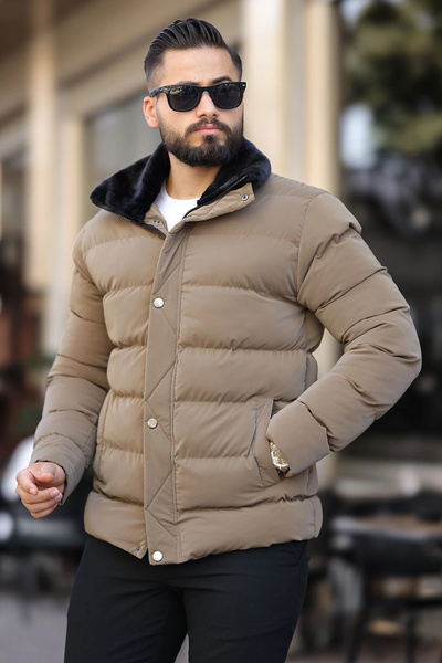 LUGMO معطف شتوي رجالي من فرو المنك اللامع - مبطن