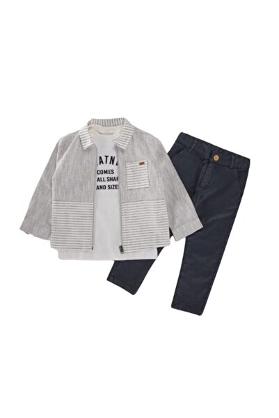 MDM Costum sezonier din 3 piese 100% Algodon pentru băiat - jachetă, tricou ș...