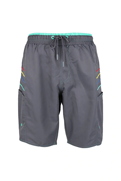 LUGMO شورت سباحة رجالي 2 قطعة جيب بسحاب بطانة قطنية مقاومة للماء أنثراسيت K-195