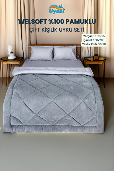 UYSAL WELSOFT AKFİL ÇİFT KİŞİLİK UYKU SETİ 195x215 GRİ