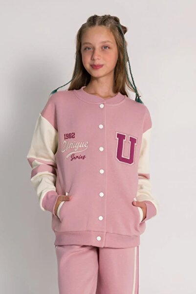DMB BOYS & GIRLS Cardigan pentru colegiu pentru fete cu detaliu imprimat pe s...