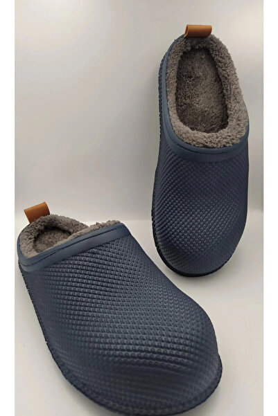 GEZER Zimní pánské pantofle na mokré podlaze s uzavřeným předním chlupatým tmavě modrým