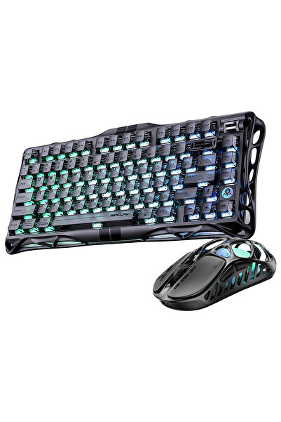 Gravastar Mercury V75 Rapid Trigger 8KHz Kablolu Manyetik Klavye XPro 32K DPI Kablosuz Mouse Oyuncu Set, Siyah