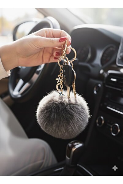 Homeland Peluş Pofuduk Ponpon Puf Füme Tüylü Üçlü Charm Ev Ofis Araba Telefon...