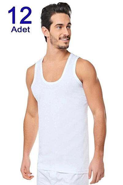 Seher Yıldızı قميص داخلي رجالي أبيض مكون من 12 قطعة من القطن الممشط