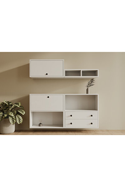 Nettrends Milano Şık ve Modern Duvara Monte 2 Kapak 2 Çekmeceli Çok Amaçlı Do...