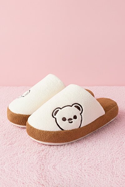 Moda Frato MOMO Ayıcık Kadın Ev Terliği Günlük Rahat Kışlık Terlik