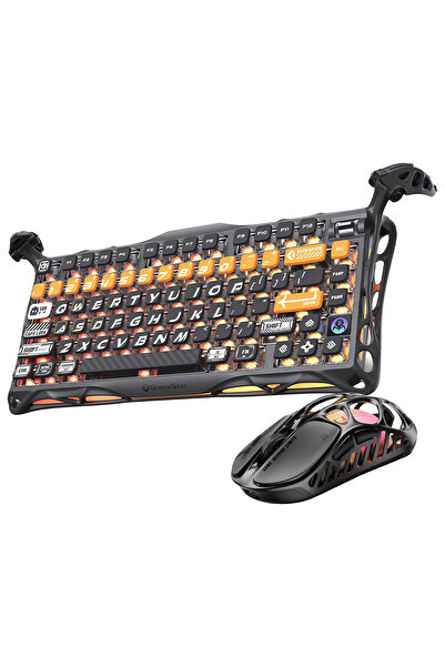 Gravastar Mercury K1 Pro+X Kablosuz RGB Işıklı Mekanik Q Gaming Klavye ve Optik Mouse Seti, CyberFla