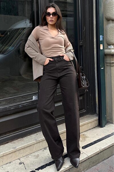 Madmext Kahverengi Wide Leg Kadın Pantolon MG2614