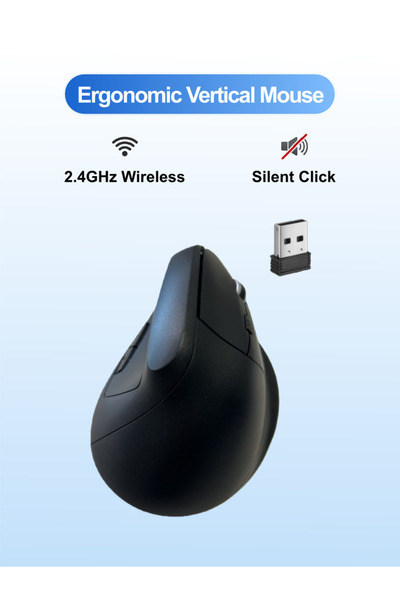 Amijoy Wireless Mouse, Ergonomic Vertical Mouse, 2.4GHz Optical Silent Mouse, for Laptop Computer