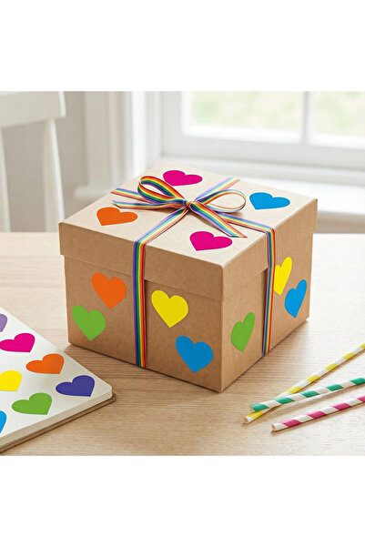 koliciabla Renkli Kalp Sticker Etiket (4x4cm) - 54 Adet | Paketlerinize Neşe ...