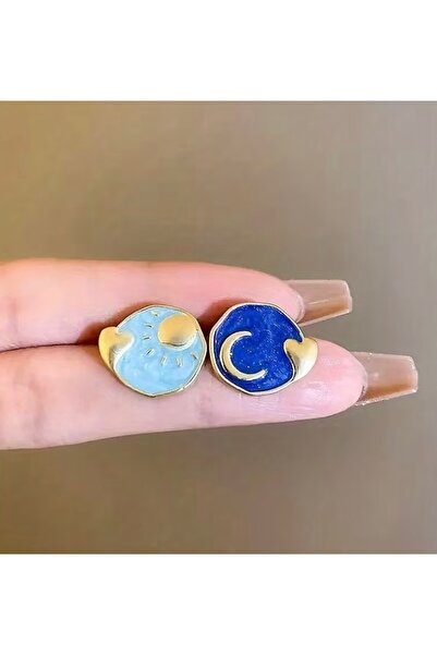 SELUVİA أقراط مجوهرات دائرية على شكل كوكب أزرق - تصميم أنيق وعصري